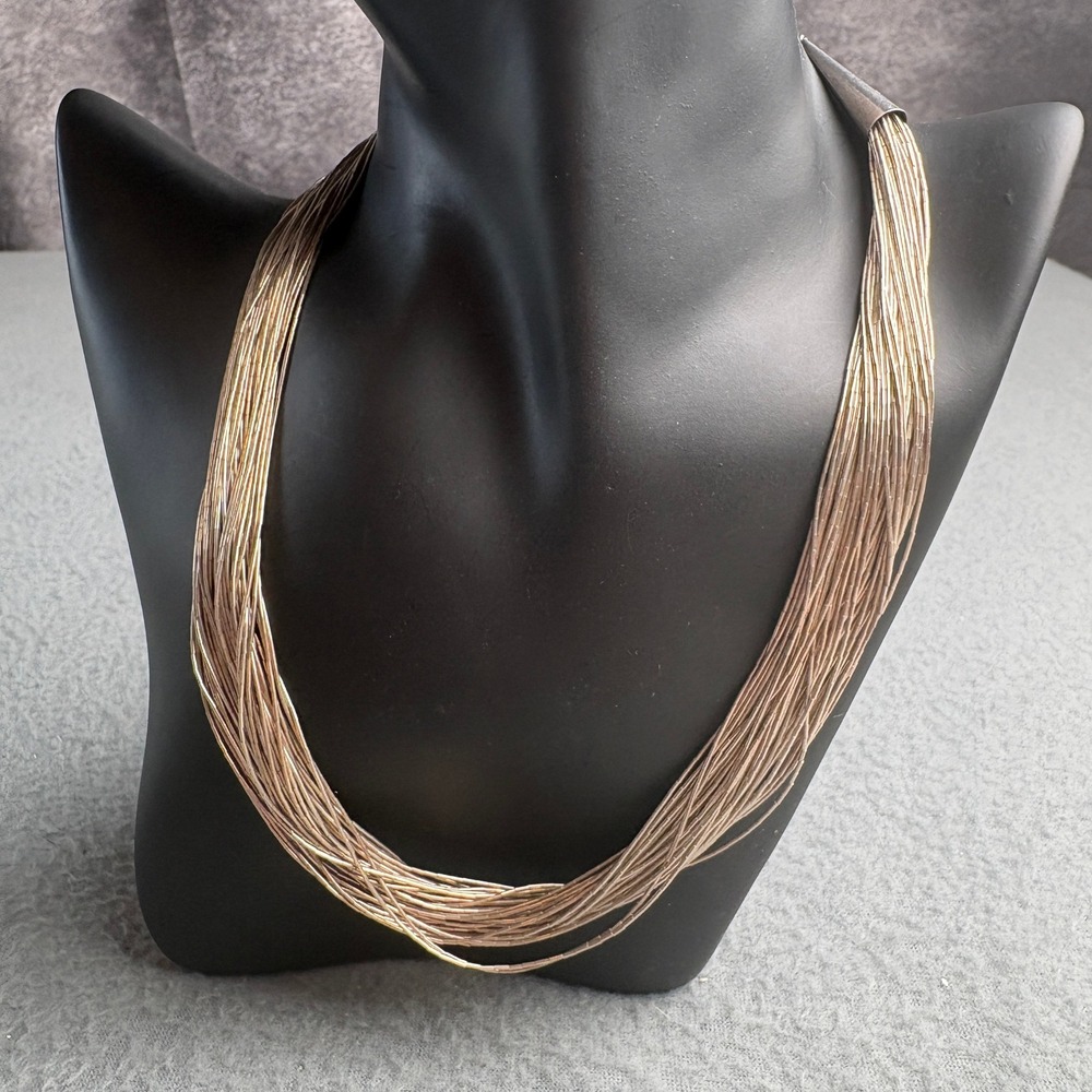 Sterling Silver Liquid Silver Multi Strand Necklace 30 Strand 17 Inch